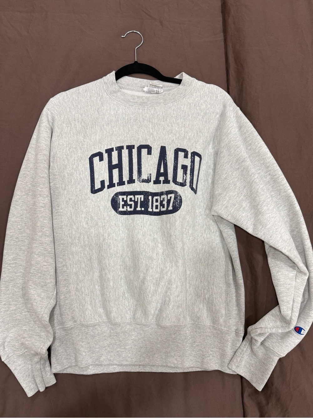 Champion Light Gray 'Chicago EST. 1837' Crewneck Sweatshirt